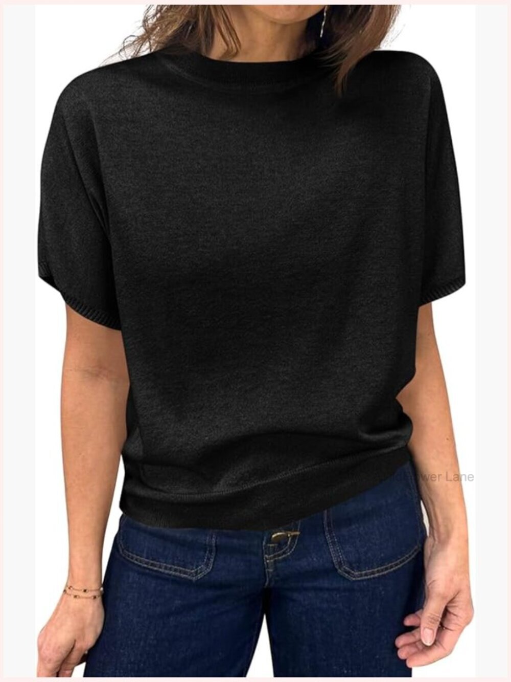 Short Sleeve Crew Neck Knit Pullover Sweater